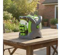 Carbeth Plants 15m Compact Hose Reel with 5 Spray Nozzles - Portable Garden Hose Reel Set with Trigger Gun - Easy Store Watering System for Outdoor Use