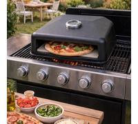 Carbeth Plants Grill Top Pizza Oven - BBQ Pizza Oven Attachment with Thermometer & Pizza Stone - Heat Resistant Powder Coated Steel - Fits Gas & Charcoal Outdoor Grills