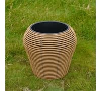 Carbeth Plants Mica Plant Pot - Stylish Light Brown Rattan Cane - Medium