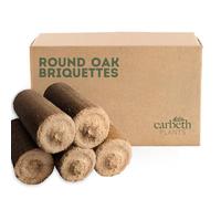 Carbeth Plants - Round Oak Briquettes 10kg - 5 x Hardwood Slow Burning Natural Heat Logs - Clean Burn High Energy Easy to Light - Ideal for Open Fires, Wood Burners, Stoves & Chimineas