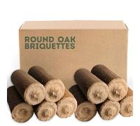 Carbeth Plants - Round Oak Briquettes 20kg - 10 x Hardwood Slow Burning Natural Heat Logs - Clean Burn High Energy Easy to Light - Ideal for Open Fires, Wood Burners, Stoves & Chimineas