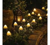 Carbeth Plants Solar LED Mushroom String Lights Set of 10 - Warm White 3.8m Outdoor Fairy Lights - 2 Lighting Modes - Weatherproof for Garden, Patio, Lawn & Decor