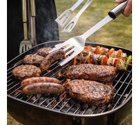 Carbeth Plants Stainless Steel Bbq Tool Set 3 Piece - Fork, Turner & Tongs - Long Handle Heat Resistant Barbecue Utensils