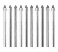 Carbide alloy triangular drill bits 10-pack, 6mm size for clean and efficient drilling on glass, marble, mirrors, and tiles, reducing chips and providing durability (Silver)