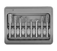 Carbide Burr Set 8pcs with 1/4''Shank Double Cut Solid Power Tools Tungsten Carbide Rotary Files Bits for Die Grinder Metal Wood Carving Engraving Polishing Drilling Grinding Milling Cutting
