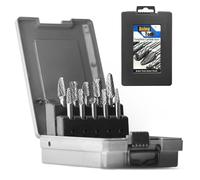 Carbide Burrs Set with 1/4''Shank Double Cut Solid Power Tools Tungsten Carbide Rotary Files Bits for Die Grinder Metal Wood Carving Engraving Polishing Drilling Grinding Milling Cutting 10pcs