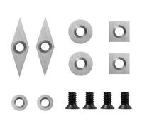 Carbide Cutters Inserts Set for Wood Lathe Turning Tools - 8Pcs Carbide, Square/Round Blades with Screws - Professional & Beginner Woodworking
