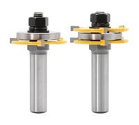 Carbide Drill Bit Set, 2pcs Tongue and Groove Bit Set, 12mm 1/2-Inch Shank 3 Teeth T Shape Carving Milling Cutter(12.7mm)