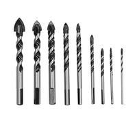 Carbide Drill Bit Set, Hole Drilling Tool Kit, Single Double Flute Tile Glass Ceramic Drill Bits with Plastic Box, Premium Cemented Carbide Material for DIY Home Improvement Projec (9 Pcs Set)