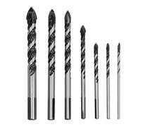 Carbide Drill Bit Set, Hole Drilling Tool Kit, Single Double Flute Tile Glass Ceramic Drill Bits with Plastic Box, Premium Cemented Carbide Material for DIY Home Improvement Projec (7pcs)