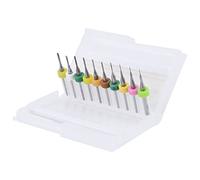 Carbide End Mill Cutter Set 10pcs Tungsten Steel PCB Engraving Bits 0.5mm to 1.4mm 1/8 Shank for Milling Circuit Boards Plastics Copper