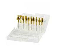 Carbide End Mill, Pack Of 10 1/8 inch 3 mm HSS Wood Burs With Titanium Coating For Rotary Tools With Case