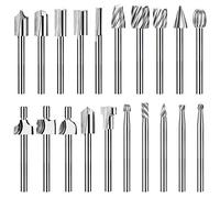 Carbide Engraving Bits,10pcs Rotary Burr and 10pcs Router Bit,Wood Carving Drill Bit Set Compatible with Dremel,Rotary Tool Accessories 3mm Shank for DIY Woodworking, Engraving, Drilling,Polishing