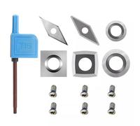 Carbide Indexable Inserts Set for Wood Lathe Turning Tools, 13-Piece Kit with Square Round Long Tips and Screws for Professional and Beginner Woodworking