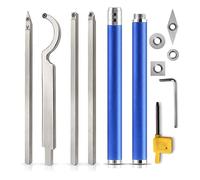 Carbide Lathe Tools, Carbide Wood Turning Tools Woodworking Lathe Chisel for Rougher Finisher Detailer Swan Neck Hollower with Aluminum Carry Case,4 Extra Replacement Inserts