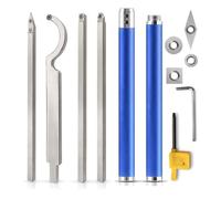 Carbide Lathe Tools, Carbide Wood Turning Tools Woodworking Lathe Chisel for Rougher Finisher Detailer Swan Neck Hollower with Aluminum Carry Case,4 Extra Replacement Inserts
