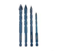 Carbide Masonry Drill Bit Set for Concrete, Brick, Tile, Wood & Metal - 4-Piece 6 mm, 8 mm, 10 mm, 12 mm Compatible Bits, 90 mm Length, 6.35 mm (1/4")