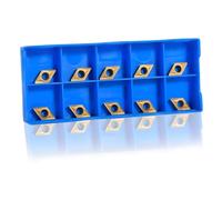 Carbide Reversible Plates, Rotary Indexable Insert, Pack of 10 DCMT070204 US735 CNC Carbide Inserts Blade Milling Cutter Lathe Tool with Box for Rotary Tool Holder Replacement