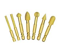 Carbide Rotary Burr Bits - 7pcs Electric Grinder Attachments, Durable Cutting Heads | Suitable For Glass Metal Wood Stone Crystal Shaping Polishing DIY Craft Workshop Use