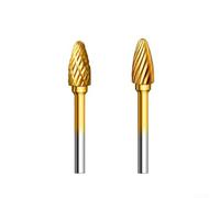 Carbide Rotary Burr Featuring Titanium Plating And Front Cutting Edge For Aggressive Grinding On Hard Materials, 3Mm Round Shank(B)