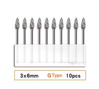 Carbide Rotary Burr Set 10PCS 3x6mm Double Cut Drill Grinder Carving Bits for Metalworking Woodcraft Sculpting and Welding Deburring Tasks (f)