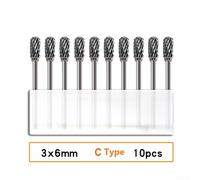 Carbide Rotary Burr Set 10PCS 3x6mm Double Cut Drill Grinder Carving Bits for Metalworking Woodcraft Sculpting and Welding Deburring Tasks (b)