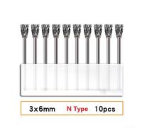 Carbide Rotary Burr Set 10PCS 3x6mm Double Cut Drill Grinder Carving Bits for Metalworking Woodcraft Sculpting and Welding Deburring Tasks (j)