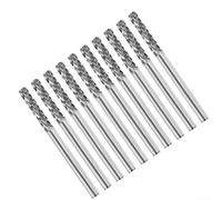 Carbide Rotary Burr Set 10PCS, C Type 3mm Shank Milling Cutter for Metal, Stainless Steel, Aluminum, Marble, Jade, Bone - Silver