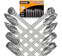 Carbide Rotary Burr Set Compatible with Dremel Rotary Tool Accessories, 10 Pcs Carbide Die Grinder Bits with 1/8" Shank, Carving Tools for Wood Metal Grinding Polishing Engraving