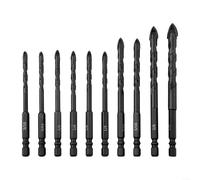Carbide Tipped Masonry Drill Bit Set 10-Piece for Tile, Brick, Glass, Plastic and Wood with Sizes 5mm/6mm/8mm/10mm/12mm for Power Tools and DIY Projects