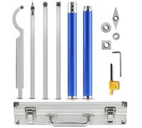 Carbide Tipped Wood Lathe Turning Tools Set,Wood Lathe Chisels,Lathe Rougher Finisher Swan Neck Hollowing Tools and Aluminum Alloy Grip Handle with Diamond Round Square Carbide Inserts, Medium