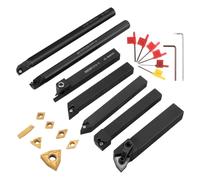 Carbide Turning Chisels, 7 Pcs Indexable Lathe Turning Tools, Metal Lathe Tool Holders With Carbide Inserts For Grooving, Carbide Threading Tool Set