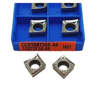 Carbide Turning Inserts Lathe Turning Tool Holder 10PCS CCGT09T308 CCGT09T304 CCGT09T302 External Turning Tool Aluminum Blade Hard Alloy Lathe Cutter Use For Copper(CCGT09T308-AK H01)