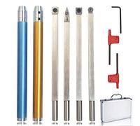 Carbide Wood Turning Tools, Lathe Woodturning Tools Finisher Rougher Detailer Lathe Chisel with Bowl Gauge Tool Interchangeable Aluminum Alloy Grip with Diamond Round Square Carbide Inserts