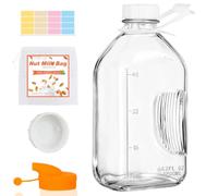 CARBLIN 64 oz Glass Milk Bottle with Lid, 2 Quart Water Pitcher with Handle