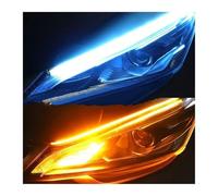 CarBlinker 12V DRL Strip Car Daytime Running Light Flexible Waterproof Universal Turn Signal Yellow Brake Flow Auto Headlightt Dynamic(Ice blue turn Yellow,30CM)