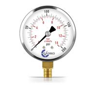 CARBO Instruments 2-1/2" Pressure Gauge, Chrome Plated Steel Case, Dry, 0-200 psi/kPa, Lower Mount 1/4" NPT
