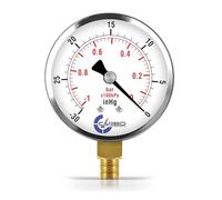 CARBO Instruments 2-1/2" Pressure Gauge, Chrome Plated Steel Case, Dry, Vacuum -30 Hg/0, Lower Mount 1/4" NPT