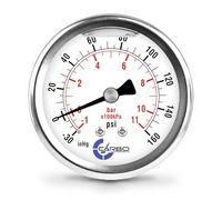 CARBO Instruments 2 1-2" Pressure Gauge, Stainless Steel Case, Chrome Plated Brass Connection, Liquid Filled, Compound Vacuum -30 Hg - 0-160 psi Back Mount 1/4" NPT