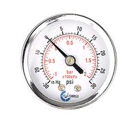 CARBO Instruments 2" Pressure Gauge, Chrome Plated Steel Case, Dry, Compound Vacuum -30 Hg - 0-30 psi Back Mount 1/4" NPT