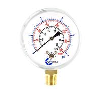 CARBO Instruments Diaphragm Air Pressure Low Pressure Capsule Gauge, 2-1/2'' Dial, 5 PSI Range, 1/4'' NPT Lower Mount, Chrome Steel Case, Brass Internals, Adjustable, Scales 5 PSI / 35 kPa / 350 mBar