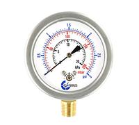 CARBO Instruments Diaphragm Low Pressure Capsule Gauge, 2-1/2" Dial, 3 PSI Range, 1/4" NPT Lower Mount, Stainless Steel Case, Brass Internals, Adjustable, Scales 3 PSI / 20 kPa / 200 mBar