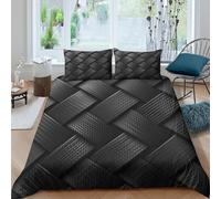 Carbo Texture 3D Printed Duvet Cover Set 3 Pcs Bedding Set Soft Seamless Pattern Black Comforter Cover Microfiber Pillowcases Hidden Zipper Quilt Cover for Kids Girls Teens Double(200x200cm)