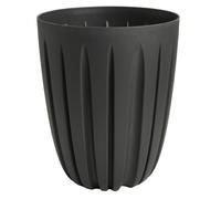 (Carbon, 2.9L (D:16.3cm H:19.5cm)) Round Flower Pot Planter with insert Grooved Plastic Indoor Outdoor