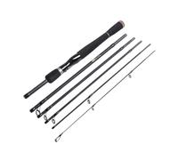 Carbon 6 Section Straight Fishing Rod 2.4m Fast Action Ml | Portable Design, 6-14 Lb Line Weight and 1/16-1/2 Oz Lure Weight, Black Finish, 134g