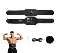 Carbon Core Abs Stimulator, Rechargeable EMS Abdominal Toning Belt 3-in-1 Set, Adjustable Fitness Belt for Core with 12 Modes & 19 Intensities, for Arms, Legs & Glutes (A)