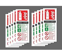 Carbon Dioxide (CO2) Fire Extinguisher ID Safety sign 200mm x 80mm (Pack of 10 signs) - 1mm flexible Plastic sign