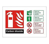 Carbon Dioxide CO2 Fire Extinguisher Sign 150mm x 100mm - Rigid Plastic With Self Adhesive Backing