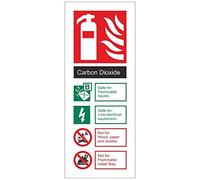 Carbon Dioxide CO2 Fire Extinguisher Sign (Rigid Plastic With Self Adhesive Backing, 80mm x 200mm)
