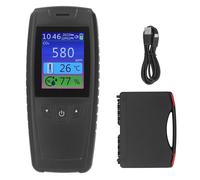 Carbon Dioxide Detector 3 in 1 Indoor Air Quality Monitor Portable CO2 Monitor Tester High Accuracy Real Time Monitoring for Home Office School ABS Black